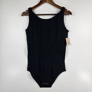 Essentials by Tummy Tank Women's Size 2X/3X Cotton Full Back Bodysuit Black NWT